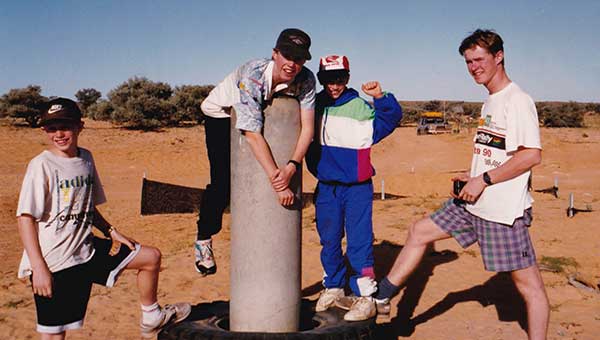 young boys at Poeppel Corner, Simpson Desert