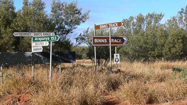 road signs along the Binns Track