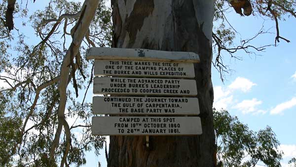 The site of the camping spot of the Burke and Wills expedition at Pamamaroo Creek, near Menindee