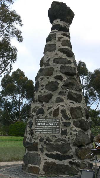 Memorial for departure point for explorers Burke and Wills in Royal Park, Melbourne