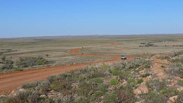 A view of a convoy on an outback track